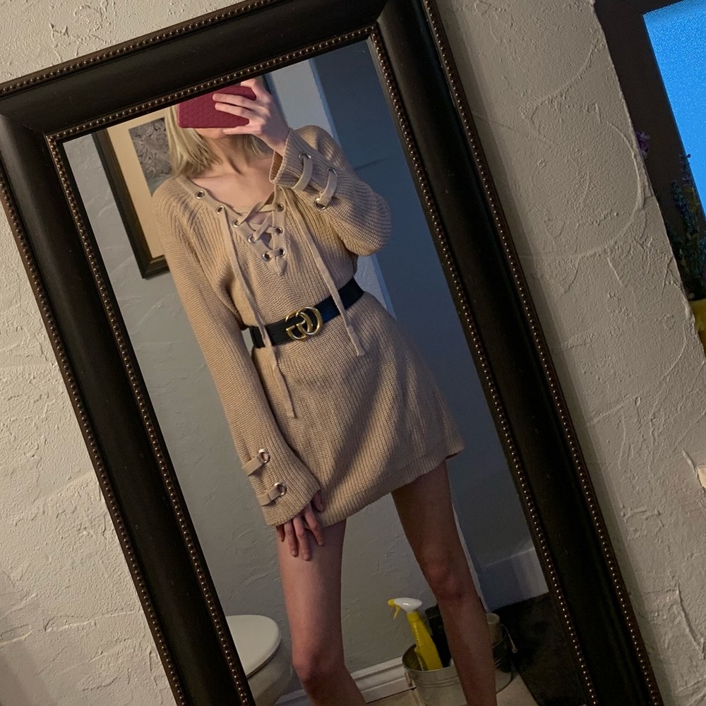 2/$20 Lace-up Sweater Dress